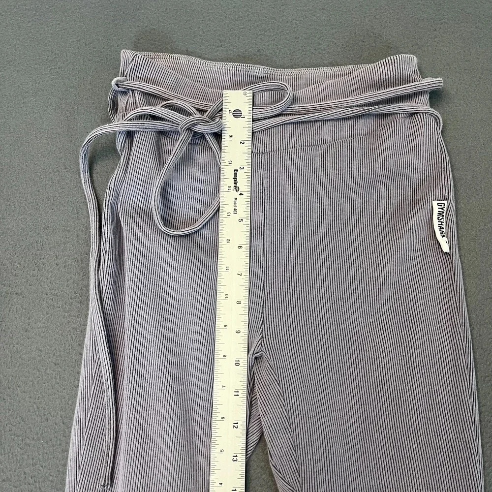 Gymshark Womens Size Medium Leggings Belted Ribbed‎ Knit Tulip Hem Purple Lounge - Picture 7 of 11